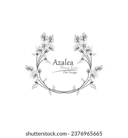 corner scale sketch illustration of azalea flower frame.