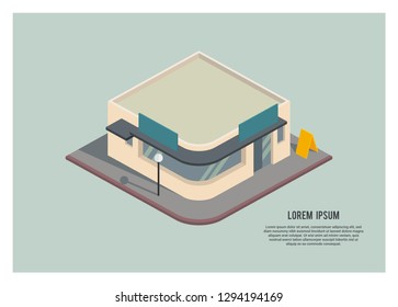 Corner Shop Building Simple Illustration