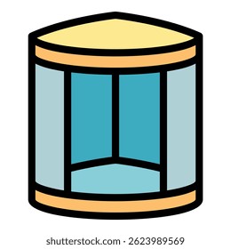 Icono de cabina de ducha de esquina. Esquema de la cabina de ducha Vector icono de color plano aislado