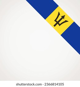 Corner slanted ribbon flag of Barbados for a top right aera of a page.