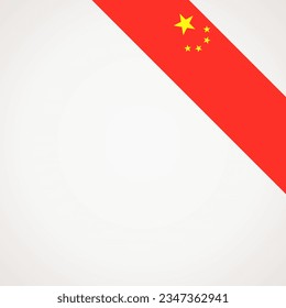 Corner slanted ribbon flag of China for a top right aera of a page.