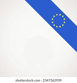 Ecke flachte Bandflagge der Europäischen Union für einen oberen rechten Bereich einer Seite.