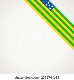 Bandera de cinta inclinada de esquina de Goias para un área superior derecha de una página.