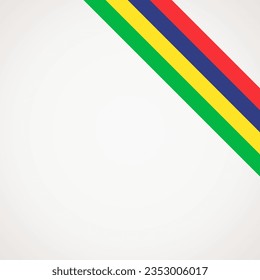 Corner slanted ribbon flag of Mauritius for a top right aera of a page.