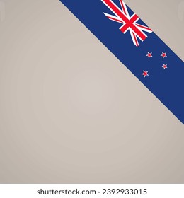 Corner slanted ribbon flag of New Zealand for a top right aera of a page.