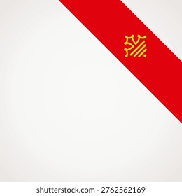 Corner slanted ribbon flag of Occitania for a top right area of a page.