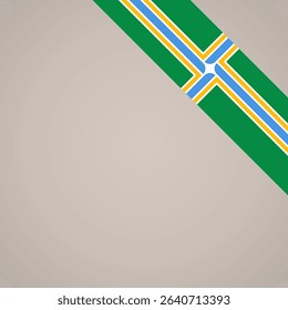 Corner slanted ribbon flag of Portland for a top right area of a page.