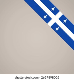 Corner slanted ribbon flag of Quebec for a top right area of a page.