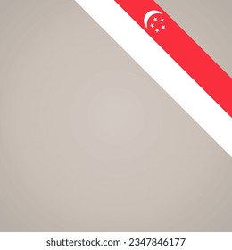 Corner slanted ribbon flag of Singapore for a top right aera of a page.