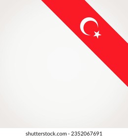 Corner slanted ribbon flag of Turkey for a top right aera of a page.