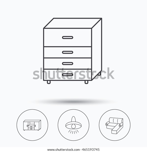 Corner Sofa Ceiling Lamp Chest Drawers Stock Vector Royalty Free