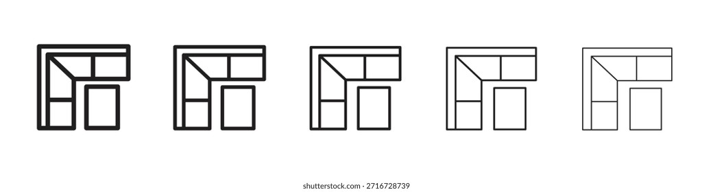 Diseño del icono del sofá de la esquina, logotipo, App, UI. Ilustración vectorial, EPS