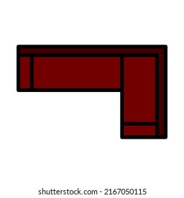 Corner Sofa Icon. Editable Bold Outline With Color Fill Design. Vector Illustration.