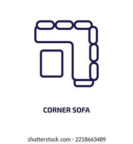 corner sofa icon from furniture  household collection. Thin linear corner sofa, corner, sofa outline icon isolated on white background. Line vector corner sofa sign, symbol for web and mobile