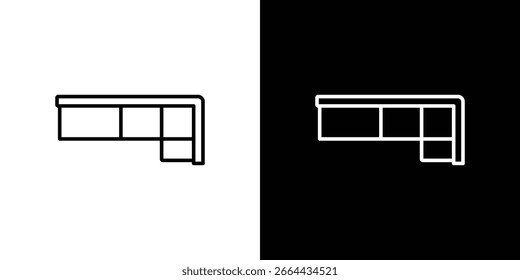 Corner sofa icon in line shapes, thin line design vector illustration