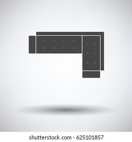Corner sofa icon on gray background, round shadow. Vector illustration.