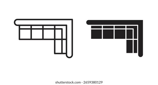 Ecksofa-Symbol-Set, Linie und schwarzen Glyphe-Stil für Lebensmittel-App-Website.