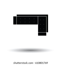Corner sofa icon. White background with shadow design. Vector illustration.