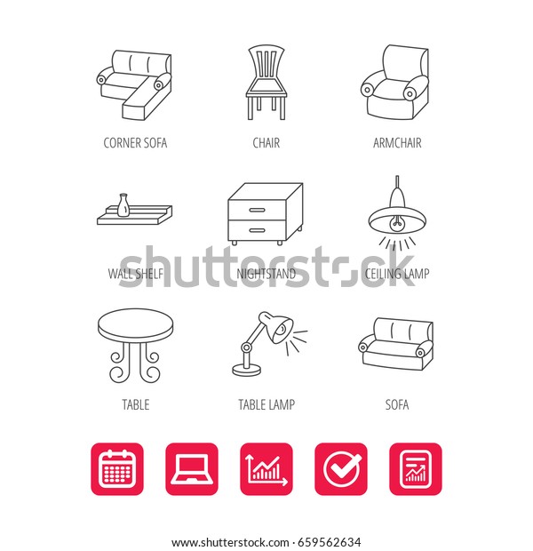 Corner Sofa Table Armchair Icons Chair Stock Vector Royalty