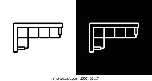 Conjunto de iconos de Vector de línea delgada de sofá de esquina.