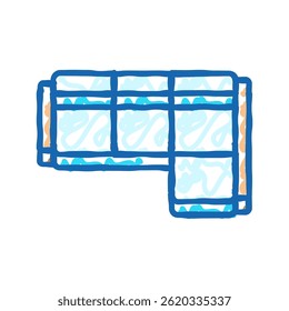 corner sofa top view doodle icon sketch vector. corner sofa top view sign. isolated symbol illustration