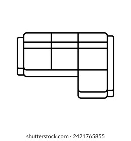 vectores de icono de línea de la línea de vista del sofá de esquina superior. señal de vista de sofá de esquina. símbolo de contorno aislado ilustración negra