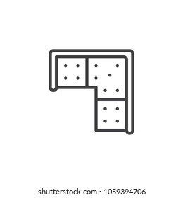 Corner sofa top view outline icon. linear style sign for mobile concept and web design. couch simple line vector icon. Symbol, logo illustration. Pixel perfect vector graphics