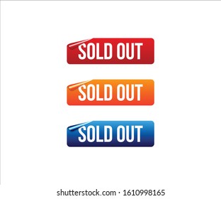 Corner sold out red ribbon banner vector illustration.