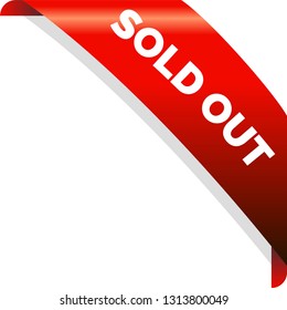 Corner Sold Out Ribbon Banner Vector, Illustration