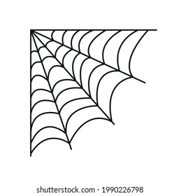 Ecke spideweb lineares Symbol. Halloween Line Art. Einzigartiges schwarzes Netz auf weißem Hintergrund. Web-Logo für Ihre Halloween-Karten. 