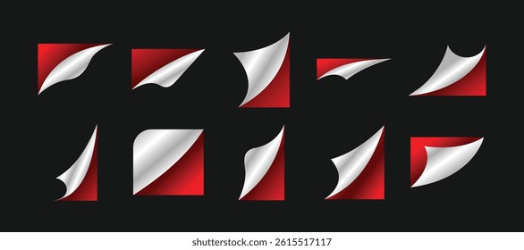 CORNER STICKER PEEL ILLUSTRATION VECTOR SET