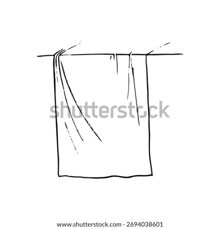 corner of a table or bar counter from which a tablecloth or large towel hangs. Hand drawn realistic doodle