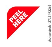 Corner triangular peel here guide label vector isolated illustration