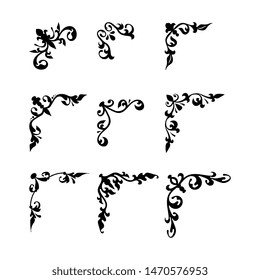 Corner vintage damask style collection isolated on white background. Decorative element set for your design