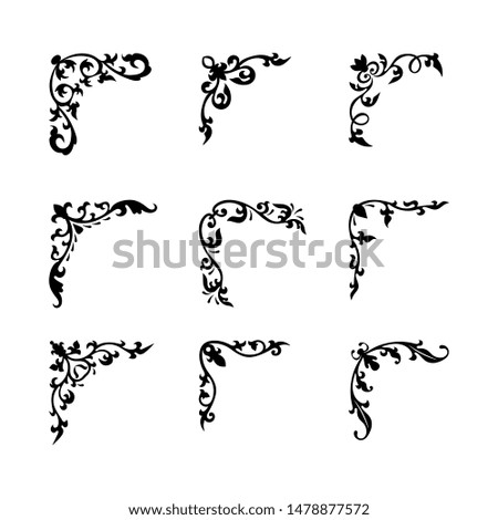Corner vintage damask style collection isolated on white background. Decorative element set for your design