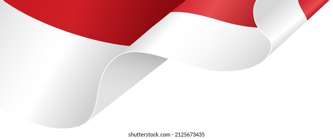 Ecke winkende Flagge Indonesiens einzeln auf pnng oder transparentem Hintergrund,Symbol Indonesiens,Vorlage für Banner,Karte,Werbung,Werbung,Werbung,und Business-Matching Country Poster, Vektorgrafik