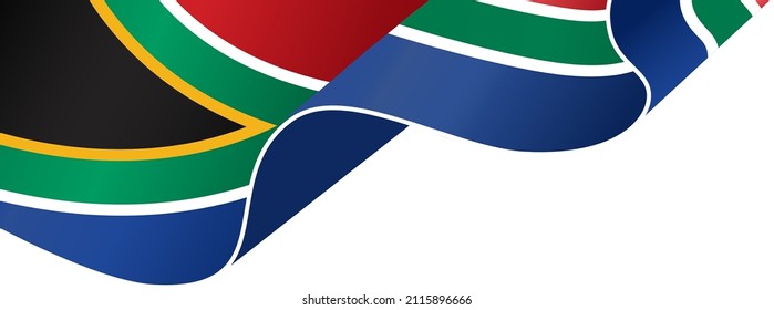 Corner waving South Africa  flag  isolated  on png or transparent background,Symbol of South Africa,template for banner,card,advertising ,promote,and business matching country poster, vector 