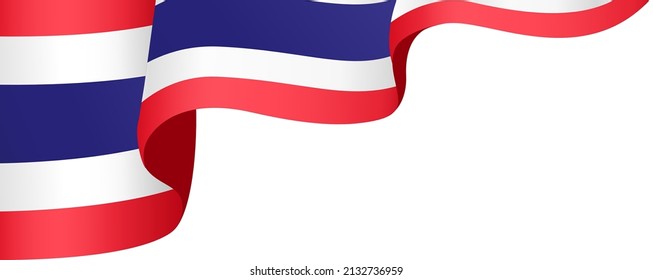 Corner waving  Thailand flag  isolated  on png or transparent background,Symbol of Thailand,template for banner,card,advertising ,promote,and business matching country poster, vector illustration