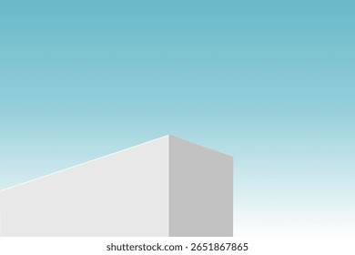The corner of the white table with clear sky, Blank white product studio background, stage, podium for presentation vector illustration design for display cosmetic or beauty product