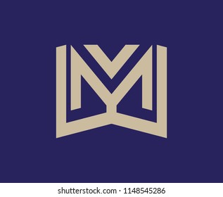 Cornered logo template with the letter M