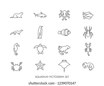 Cornered pictogram set for aquarium