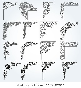 Corners and Borders Vintage Frames Design Elements Set 2 Vector