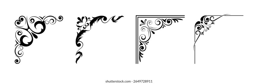 corners design elements on black colour