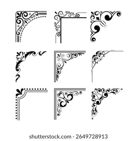 corners design elements on black colour