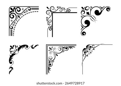 corners design elements on black colour