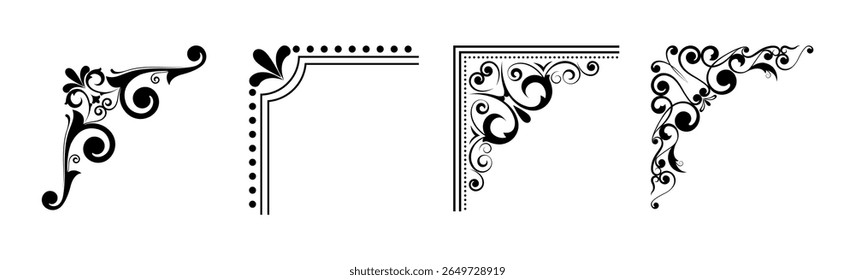 corners design elements on black colour