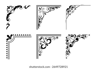 corners design elements on black colour
