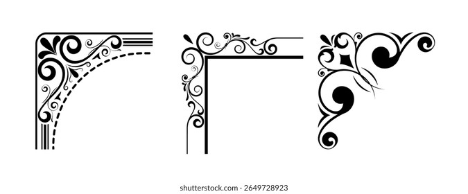 corners design elements on black colour