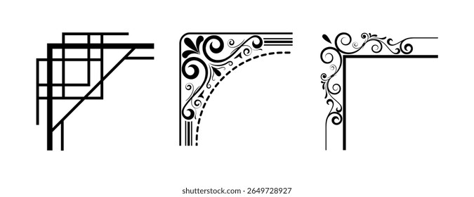 corners design elements on black colour