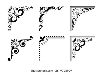 corners design elements on black colour